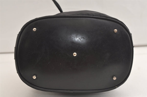 Authentic GUCCI Vintage Bamboo Drawstring Bag Purse Nylon Leather Black 4603K