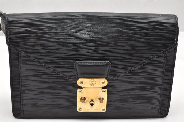 Authentic Louis Vuitton Epi Sellier Dragonne Clutch Bag Black M52612 LV 4604K