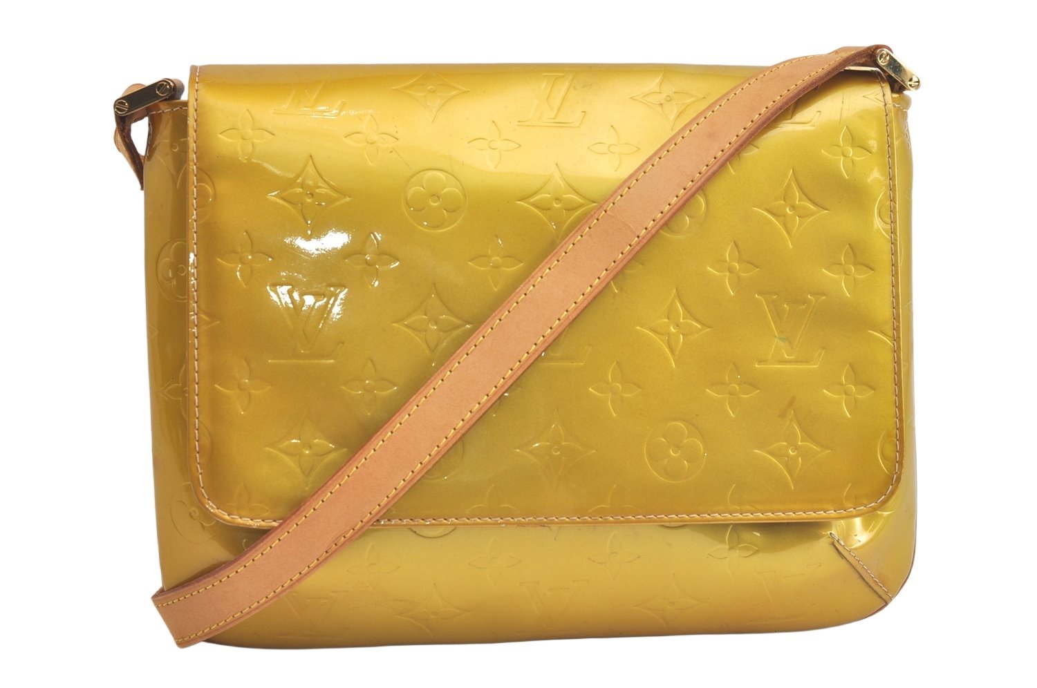 Authentic Louis Vuitton Vernis Thompson Street Shoulder Bag M91069 Yellow 4606K