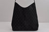 Authentic GUCCI Vintage Shoulder Hand Bag Purse GG Suede Enamel Black 4607J
