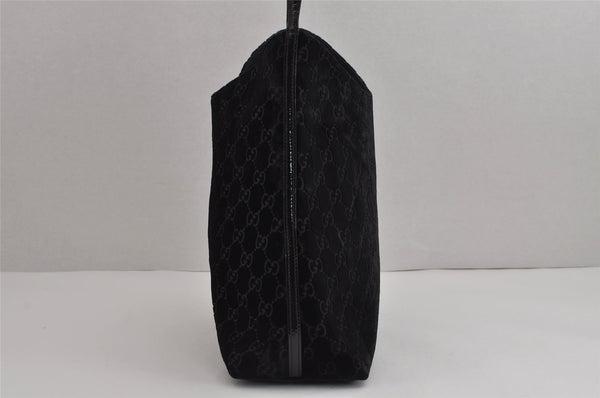 Authentic GUCCI Vintage Shoulder Hand Bag Purse GG Suede Enamel Black 4607J