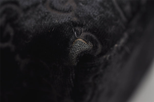 Authentic GUCCI Vintage Shoulder Hand Bag Purse GG Suede Enamel Black 4607J