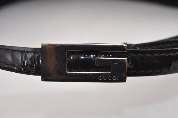 Authentic GUCCI Vintage Shoulder Hand Bag Purse GG Suede Enamel Black 4607J