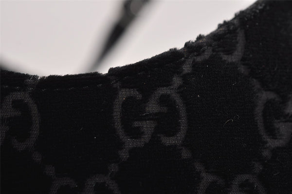 Authentic GUCCI Vintage Shoulder Hand Bag Purse GG Suede Enamel Black 4607J