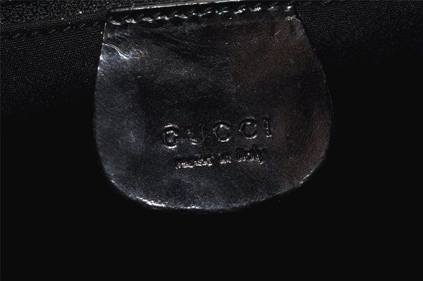 Authentic GUCCI Vintage Shoulder Hand Bag Purse GG Suede Enamel Black 4607J