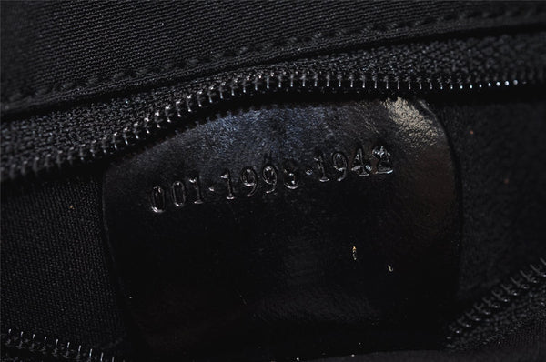 Authentic GUCCI Vintage Shoulder Hand Bag Purse GG Suede Enamel Black 4607J