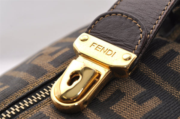 Authentic FENDI Vintage Zucca Hand Bag Purse Canvas Leather Brown 4608I