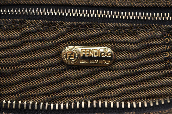 Authentic FENDI Vintage Zucca Hand Bag Purse Canvas Leather Brown 4608I