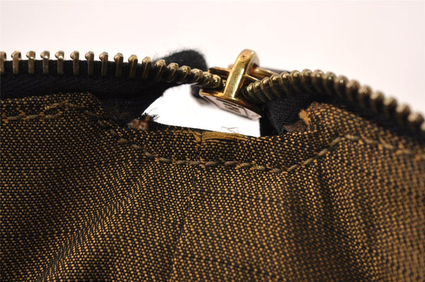 Authentic FENDI Vintage Zucca Hand Bag Purse Canvas Leather Brown 4608I