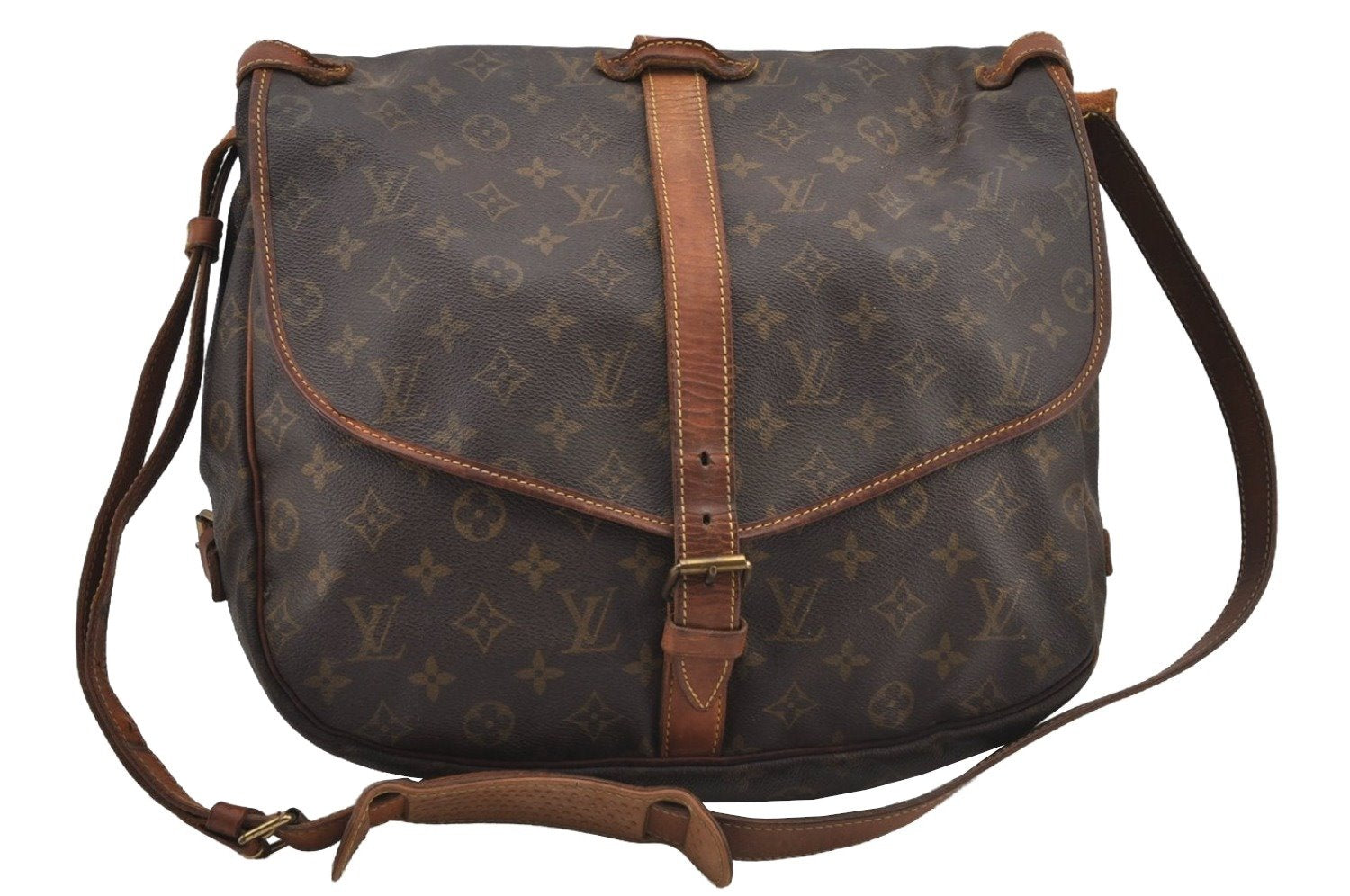 Authentic Louis Vuitton Monogram Saumur 35 Shoulder Cross Bag M42254 LV 4608J