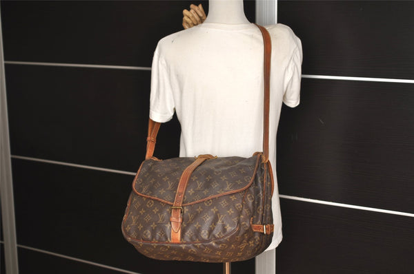 Authentic Louis Vuitton Monogram Saumur 35 Shoulder Cross Bag M42254 LV 4608J