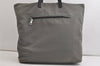 Authentic PRADA Vintage Nylon Tessuto Leather Tote Hand Bag Gray 4609K