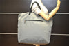 Authentic PRADA Vintage Nylon Tessuto Leather Tote Hand Bag Gray 4609K