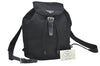 Authentic PRADA Vela Nylon Tessuto Leather Drawstring Backpack Black Junk 4612J