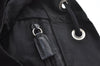 Authentic PRADA Vela Nylon Tessuto Leather Drawstring Backpack Black Junk 4612J