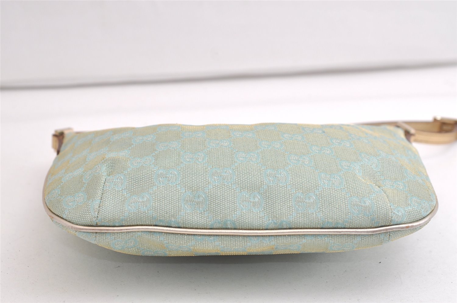 Authentic GUCCI Shoulder Hand Bag GG Canvas Leather 0050813 Light Blue 4612K