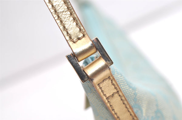 Authentic GUCCI Shoulder Hand Bag GG Canvas Leather 0050813 Light Blue 4612K