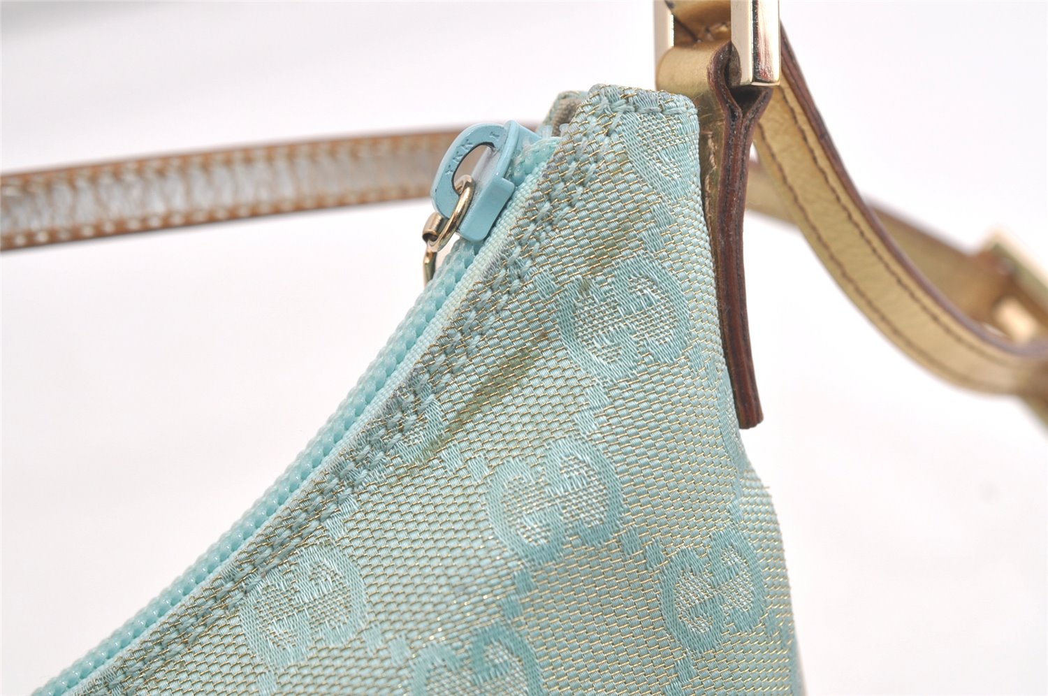 Authentic GUCCI Shoulder Hand Bag GG Canvas Leather 0050813 Light Blue 4612K