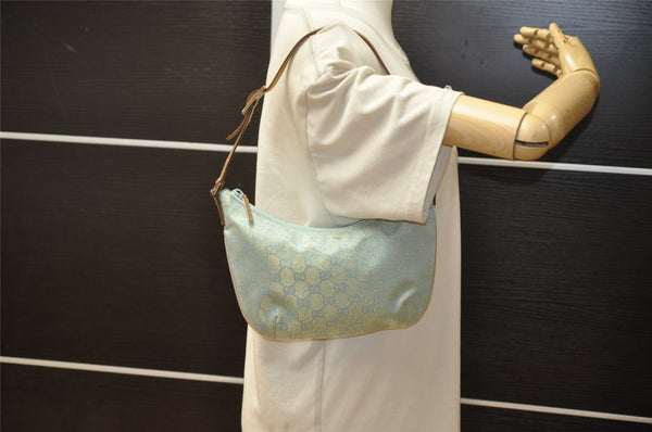 Authentic GUCCI Shoulder Hand Bag GG Canvas Leather 0050813 Light Blue 4612K
