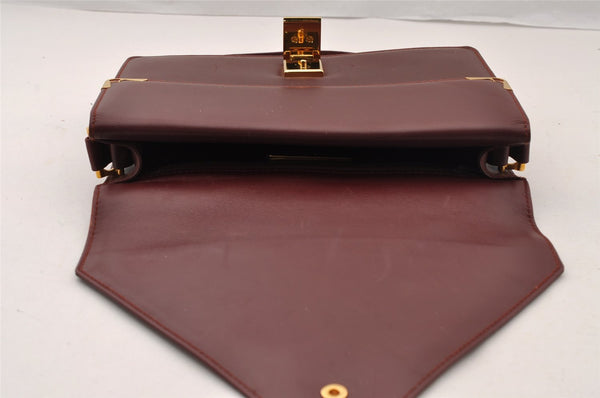 Authentic Cartier Must de Cartier Leather Shoulder Hand Bag Bordeaux Red 4614I