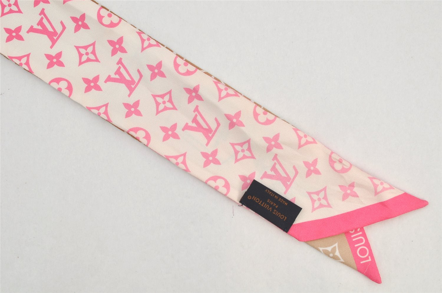 Auth Louis Vuitton Bandeaux BB Rising Confidential Scarf Silk M78453 Pink 4614K