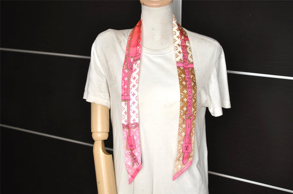 Auth Louis Vuitton Bandeaux BB Rising Confidential Scarf Silk M78453 Pink 4614K