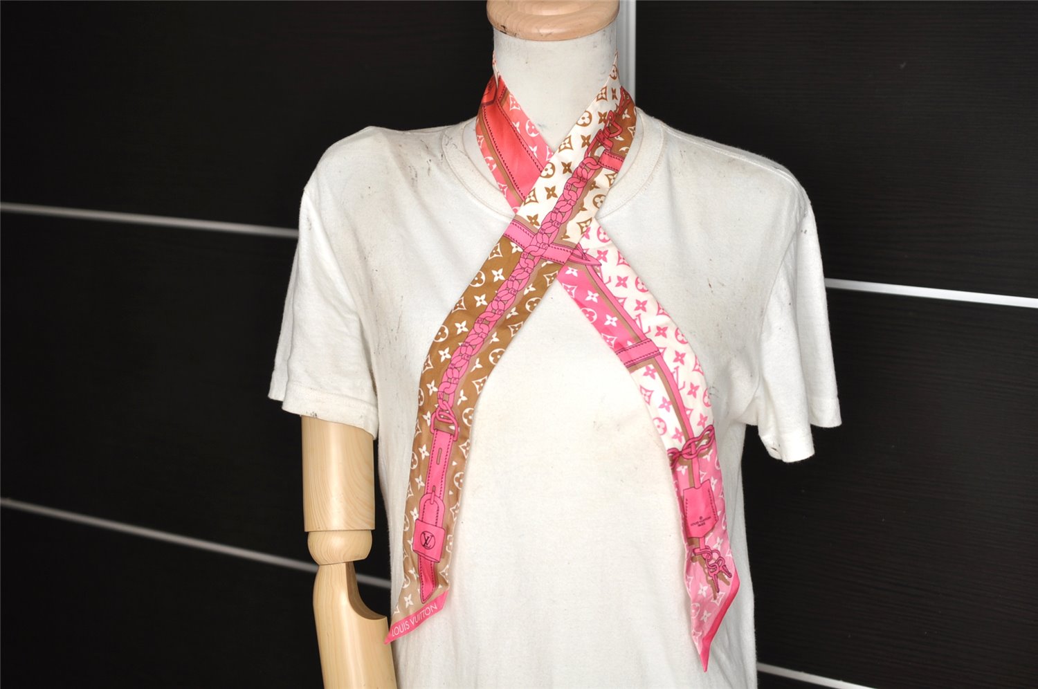 Auth Louis Vuitton Bandeaux BB Rising Confidential Scarf Silk M78453 Pink 4614K