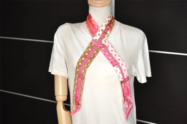 Auth Louis Vuitton Bandeaux BB Rising Confidential Scarf Silk M78453 Pink 4614K