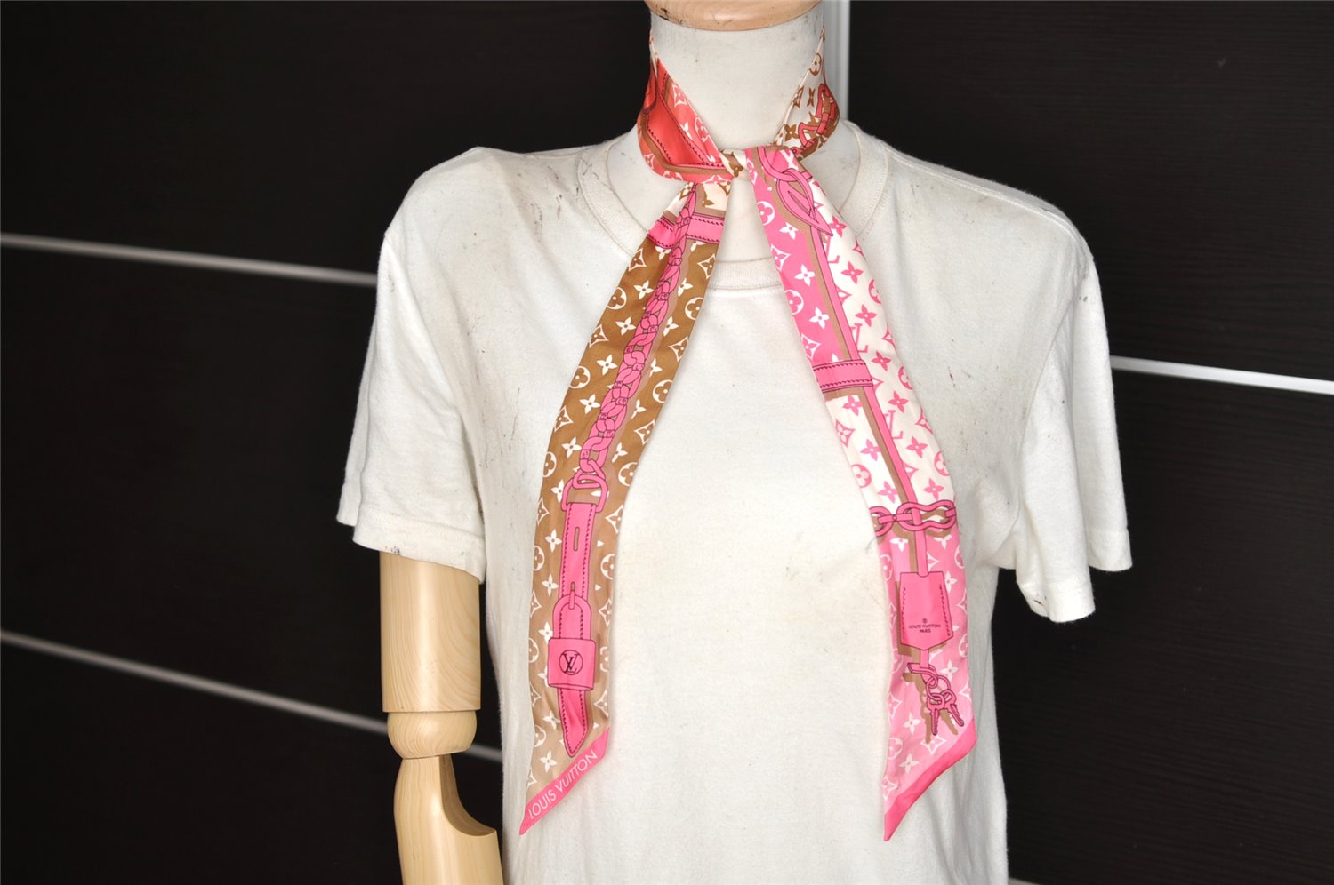 Auth Louis Vuitton Bandeaux BB Rising Confidential Scarf Silk M78453 Pink 4614K