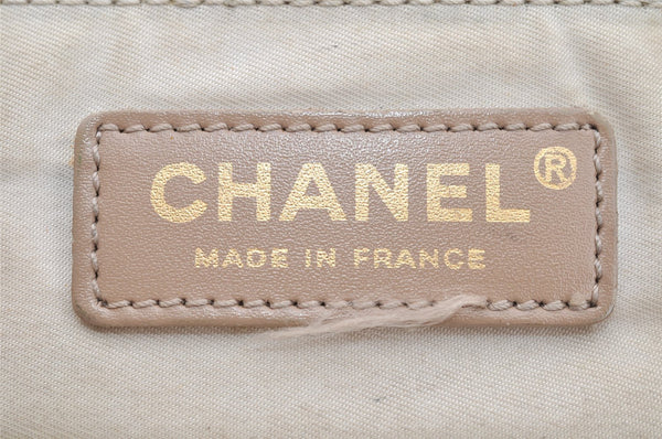 Authentic CHANEL New Travel Line Shoulder Tote Bag Nylon Leather Beige 4615I