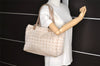 Authentic CHANEL New Travel Line Shoulder Tote Bag Nylon Leather Beige 4615I