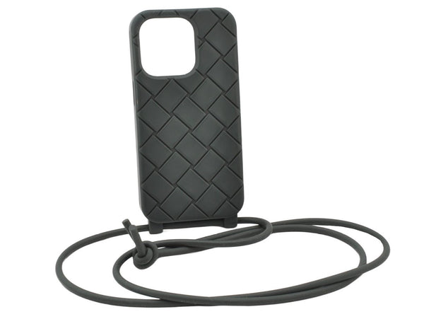 Auth BOTTEGA VENETA Intrecciato Tech Rubber Case for iPhone 14 PRO Green 4615K