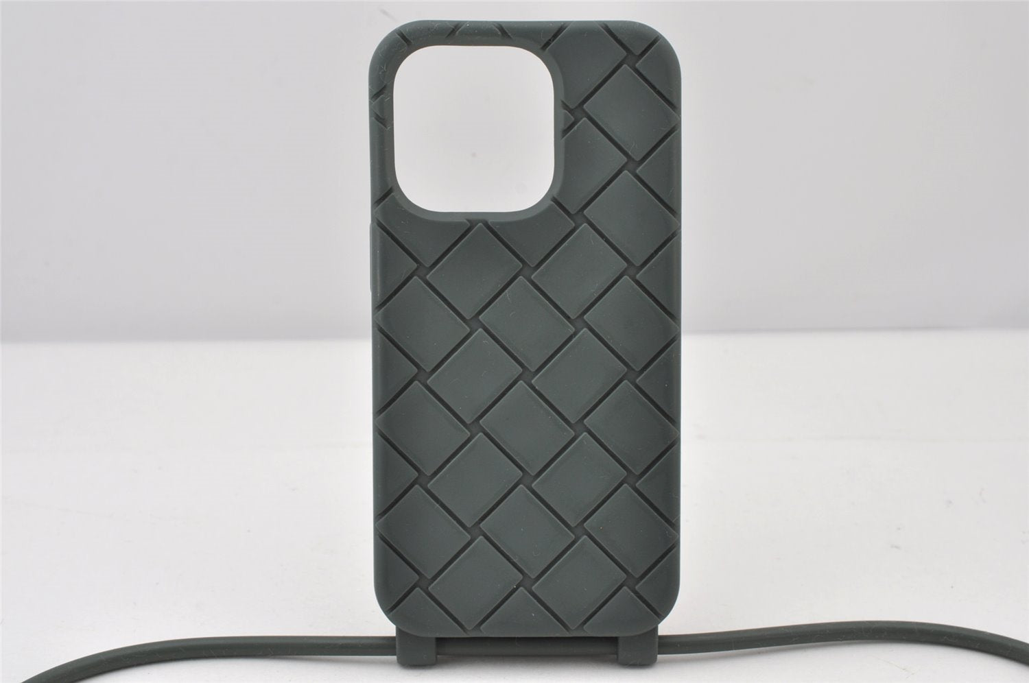 Auth BOTTEGA VENETA Intrecciato Tech Rubber Case for iPhone 14 PRO Green 4615K