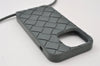 Auth BOTTEGA VENETA Intrecciato Tech Rubber Case for iPhone 14 PRO Green 4615K