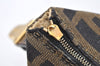 Authentic FENDI Zucca Hand Bag Pouch Purse Canvas Leather Brown Junk 4616I