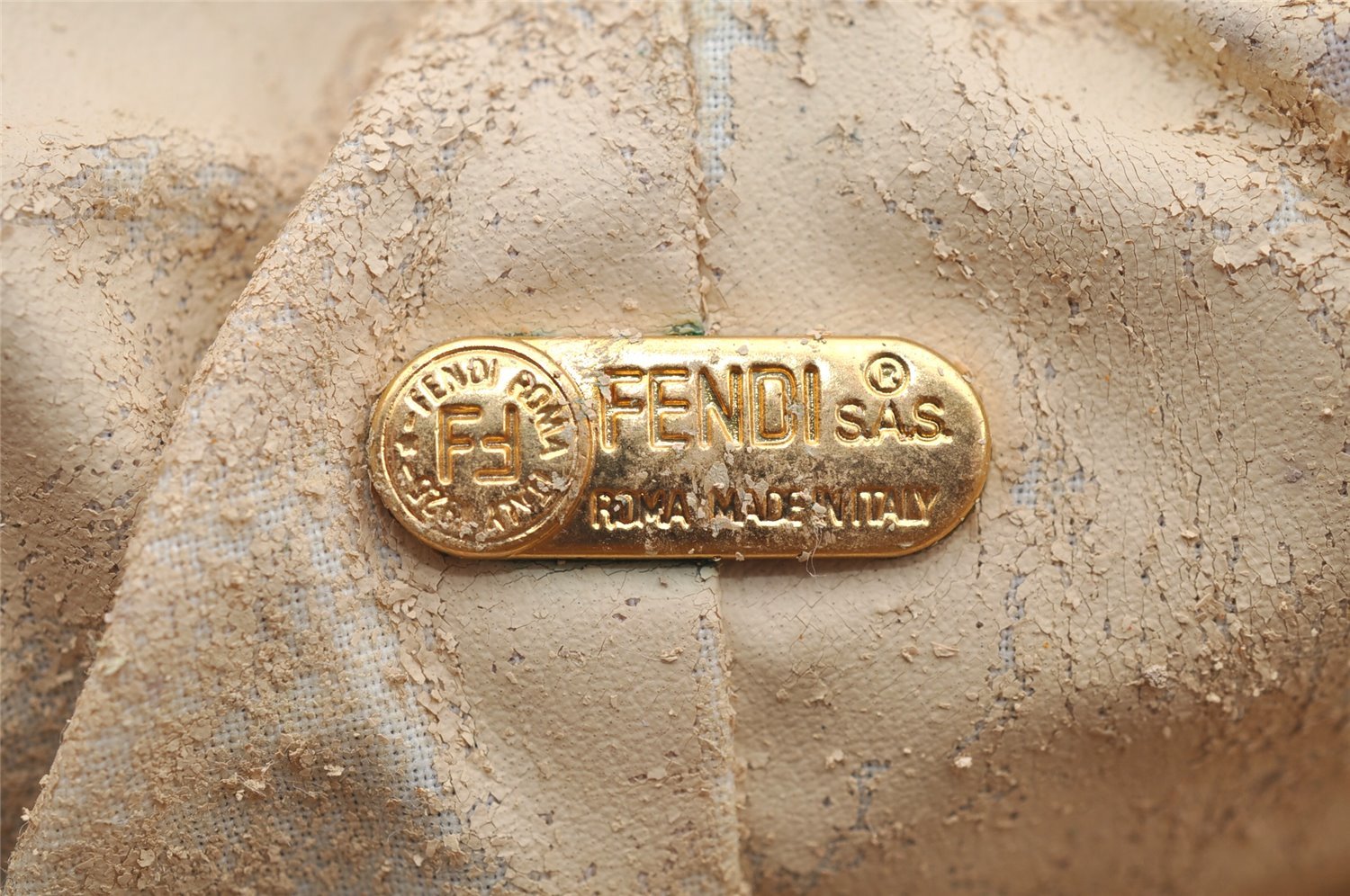 Authentic FENDI Zucca Hand Bag Pouch Purse Canvas Leather Brown Junk 4616I