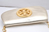 Authentic TORY BURCH Reva Chain Shoulder Cross Body Bag Leather Gold 4616K