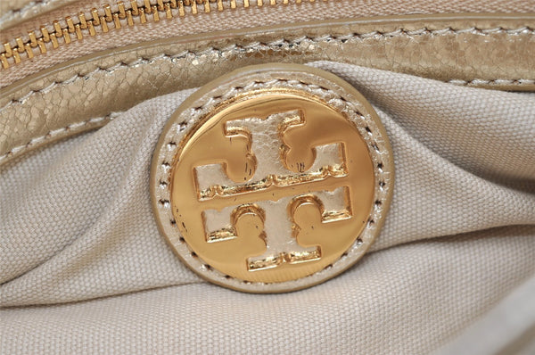 Authentic TORY BURCH Reva Chain Shoulder Cross Body Bag Leather Gold 4616K