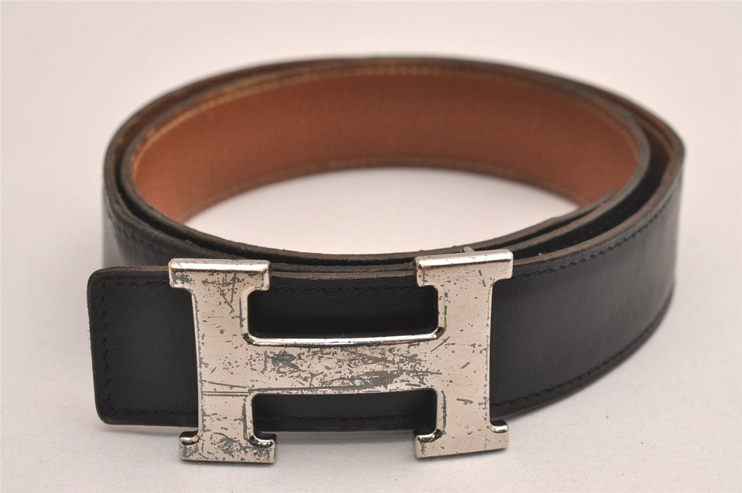 Authentic HERMES Constance Leather Belt Size 75cm 29.5