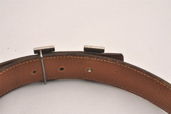 Authentic HERMES Constance Leather Belt Size 75cm 29.5" Black Brown 4617J