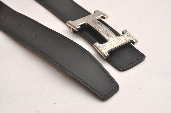 Authentic HERMES Constance Leather Belt Size 75cm 29.5" Black Brown 4617J