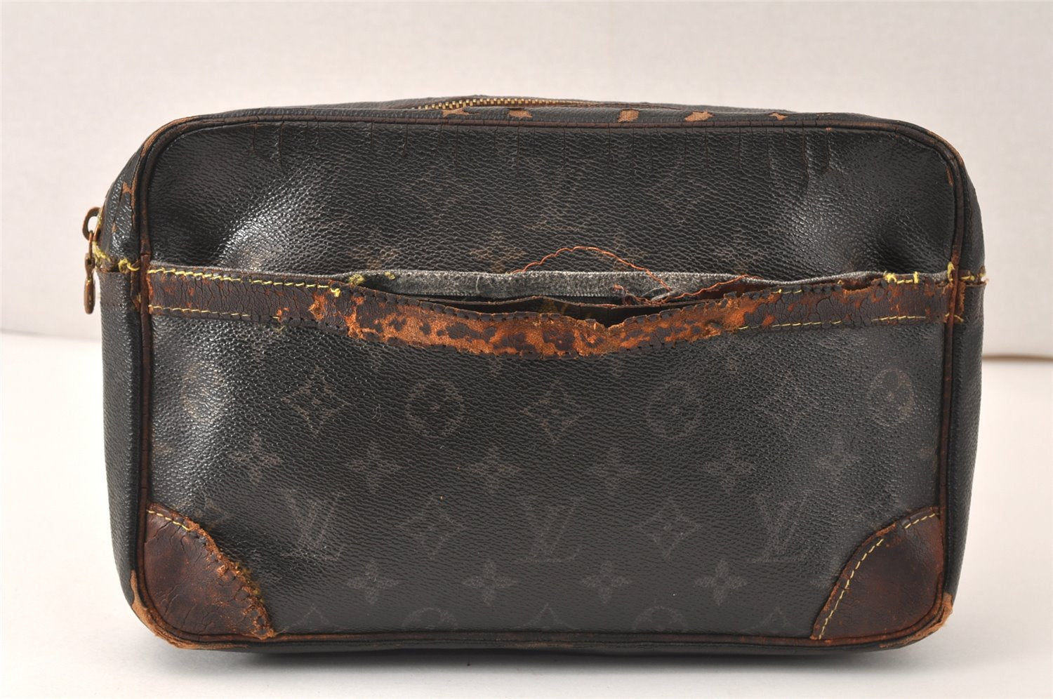 Authentic Louis Vuitton Monogram Compiegne 28 Clutch Hand Bag M51845 Junk 4617K