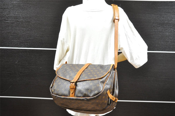 Authentic Louis Vuitton Monogram Saumur 35 Shoulder Cross Bag M42254 LV 4618I