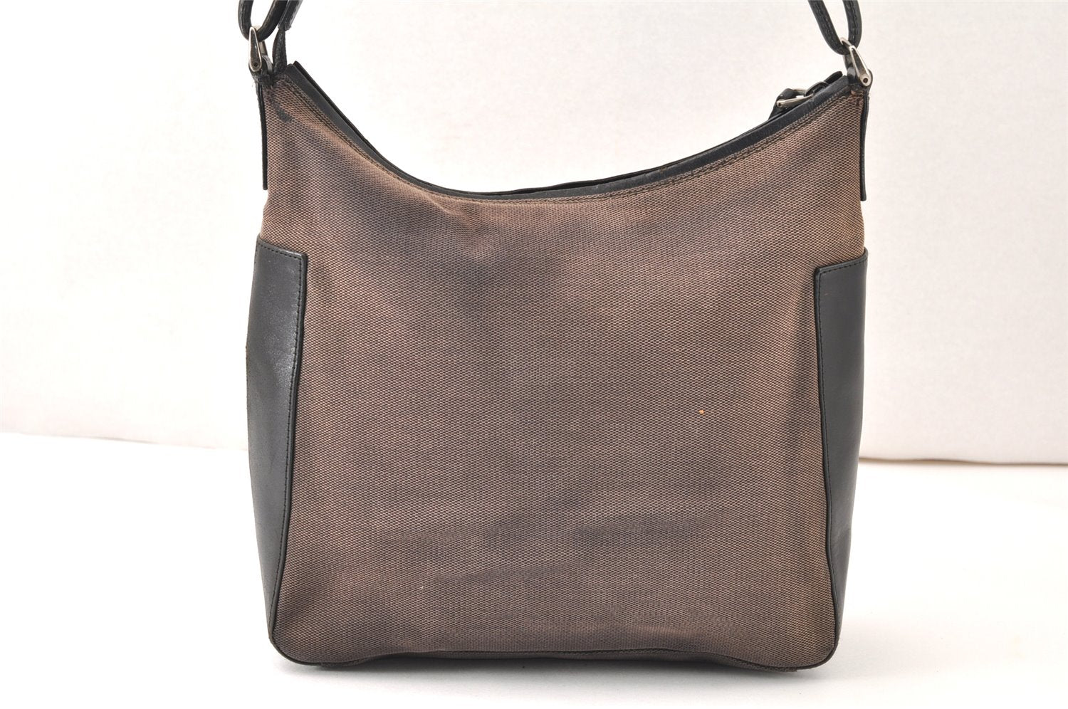 Authentic GUCCI Vintage Shoulder Hand Bag Purse Canvas Leather Brown 4618K