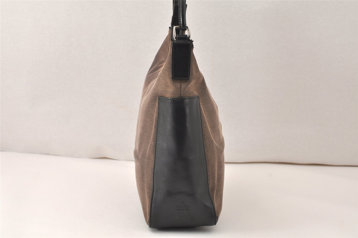 Authentic GUCCI Vintage Shoulder Hand Bag Purse Canvas Leather Brown 4618K