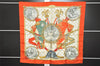 Authentic HERMES Carre 90 Scarf "NAPOLEON" Silk Orange 4619J