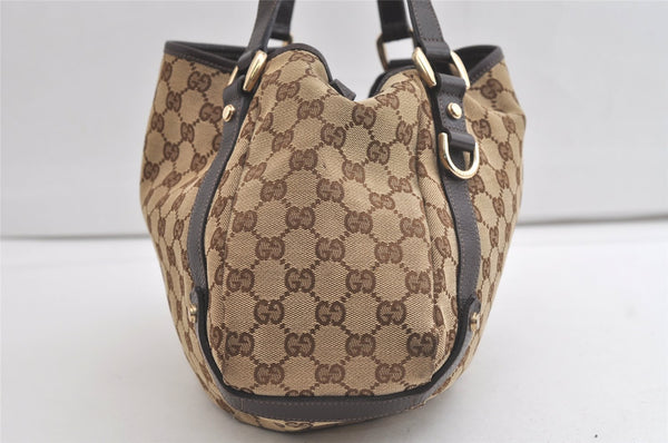 Authentic GUCCI Abbey Shoulder Tote Bag GG Canvas Leather 130736 Brown 4619K