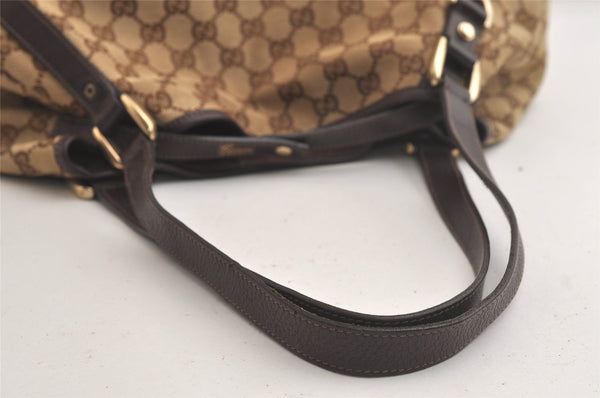 Authentic GUCCI Abbey Shoulder Tote Bag GG Canvas Leather 130736 Brown 4619K