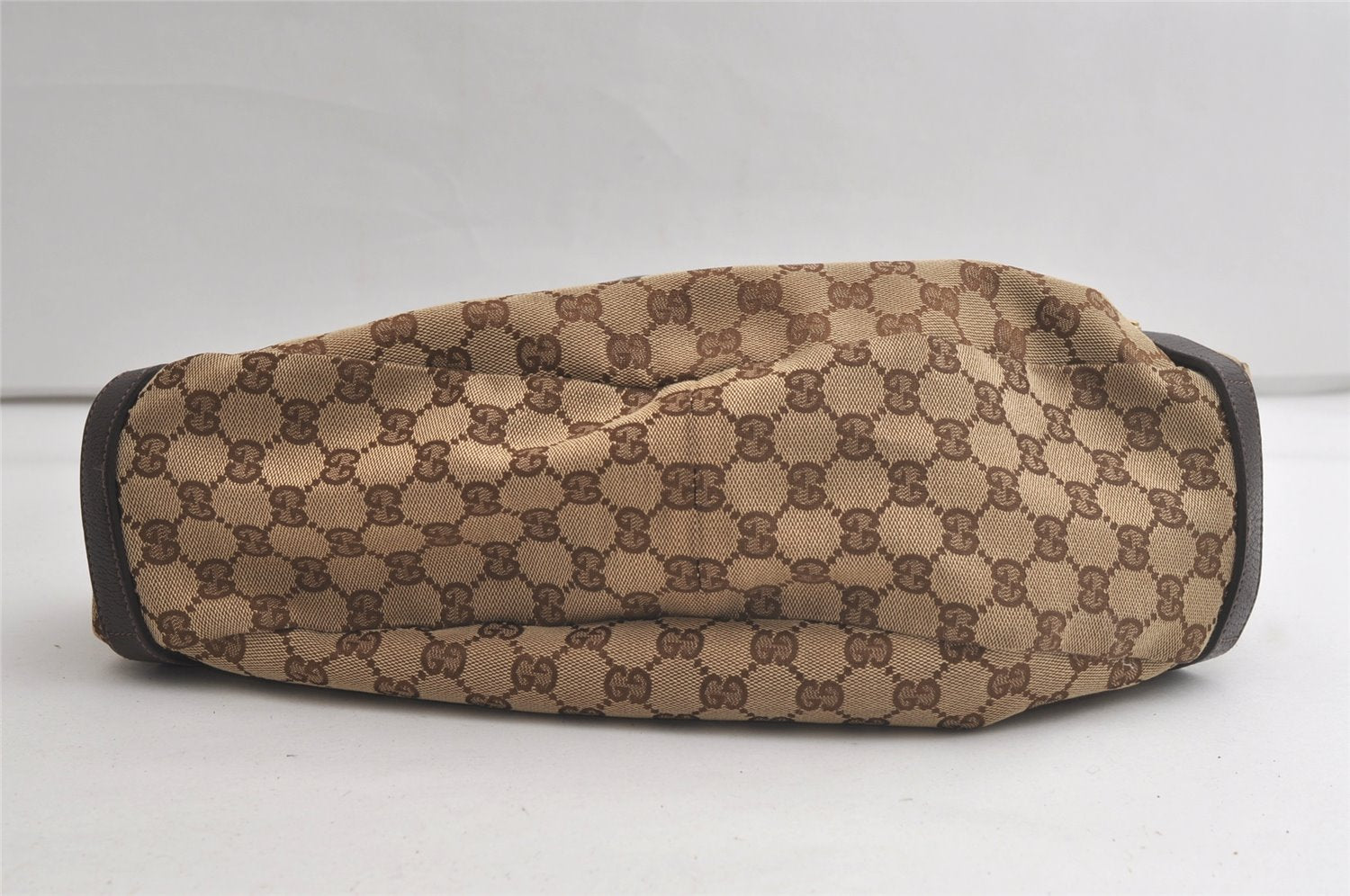 Authentic GUCCI Abbey Shoulder Tote Bag GG Canvas Leather 130736 Brown 4619K