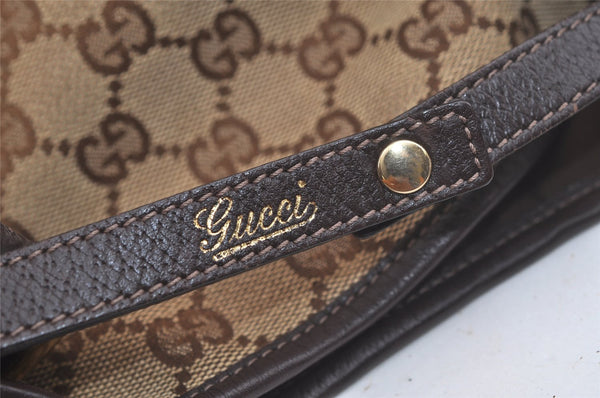 Authentic GUCCI Abbey Shoulder Tote Bag GG Canvas Leather 130736 Brown 4619K